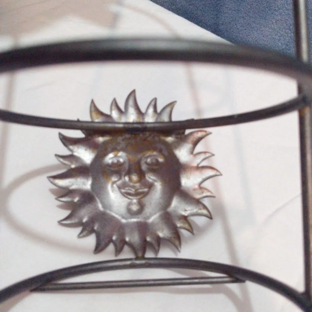 Vintage 1990s Celestial Sun Face Candle Holder Meal Stand Whimsigoth Boho 90s